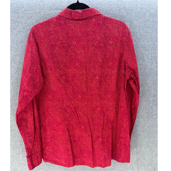 Wrangler Women's L VTG Inspired Red Floral Snap Closure Collared Shirt Western - Picture 2 of 9